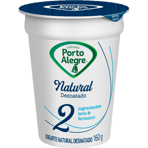 IOGURTE PORTO ALEGRE POTE 160G NATURAL DESNATADO